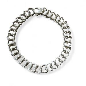Vintage Tiffany & Co Sterling Silver Double Heart Chain Link Bracelet
